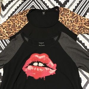 Lot of 2 Torrid three quarter sleeve tees sz 2.